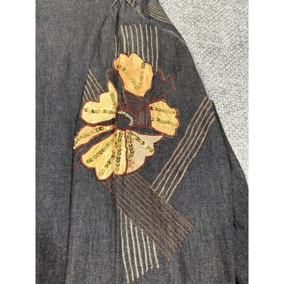 Vtg Alex Kim Jacket Womens 1X Black Floral Sequins Art To Wear Boho Read - Picture 16 of 16